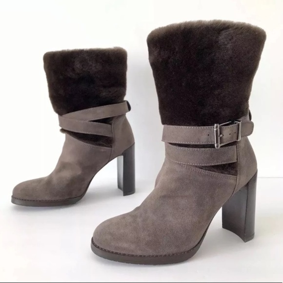 STUART WEITZMAN FURSTUP SLATE GRAY SUEDE BOOTIES - Picture 8 of 8